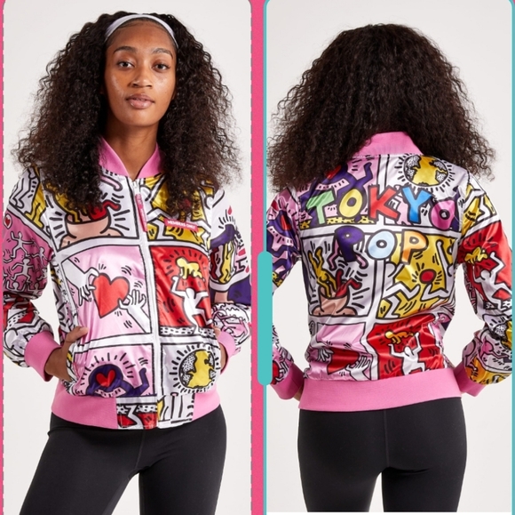 Members Only Keith Haring Bomber Varsity Jacket Graffiti Tokyo Pop Art Coat - Picture 1 of 14
